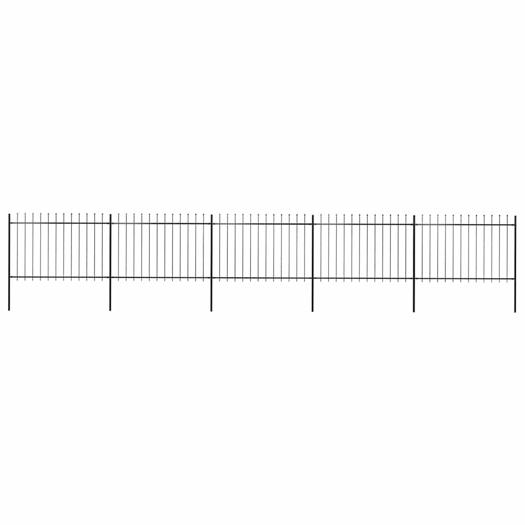 Garden Fence with Spear Top Steel 337x120 cm Black 838 cm