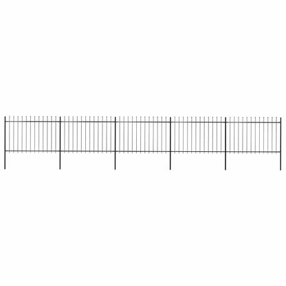 Garden Fence with Spear Top Steel 337x120 cm Black 838 cm