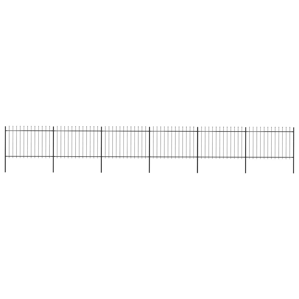 Garden Fence with Spear Top Steel 337x120 cm Black 1005 cm