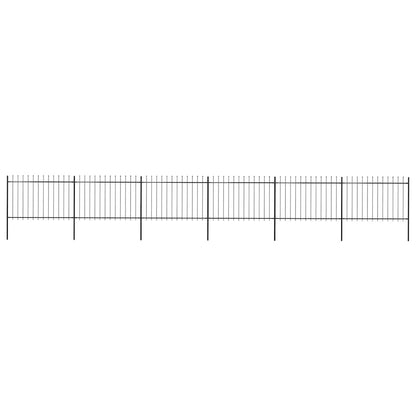 Garden Fence with Spear Top Steel 337x120 cm Black 1005 cm