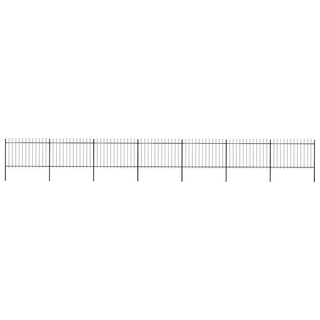 Garden Fence with Spear Top Steel 337x120 cm Black 1172 cm