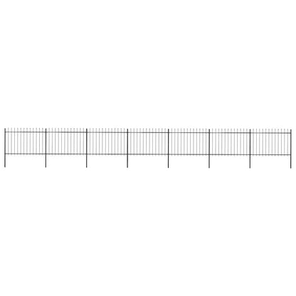 Garden Fence with Spear Top Steel 337x120 cm Black 1172 cm