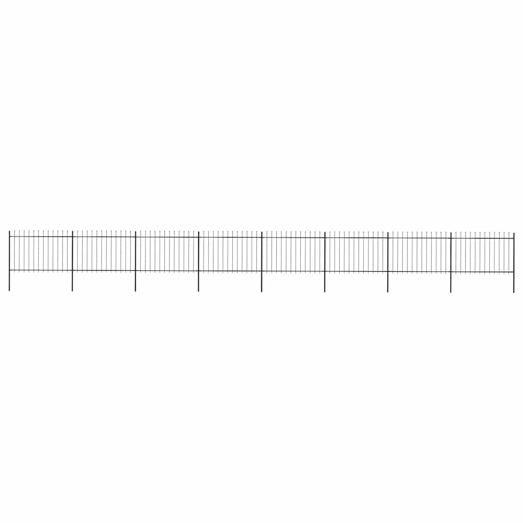 Garden Fence with Spear Top Steel 337x120 cm Black 1339 cm