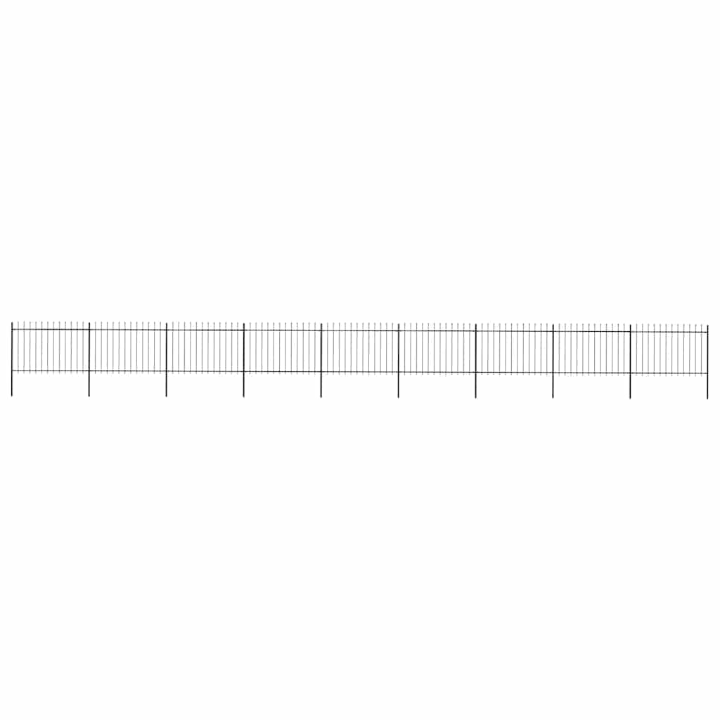 Garden Fence with Spear Top Steel 337x120 cm Black 1506 cm