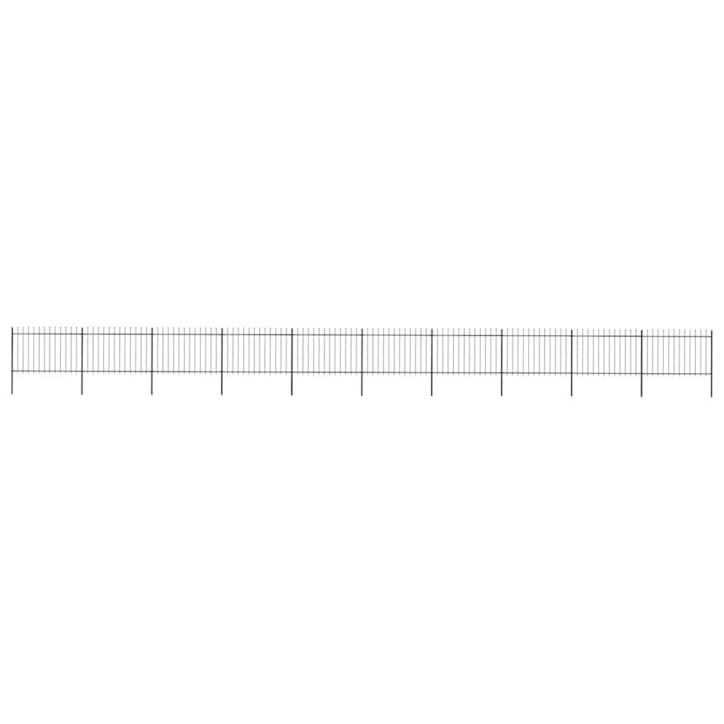 Garden Fence with Spear Top Steel 337x120 cm Black 1673 cm