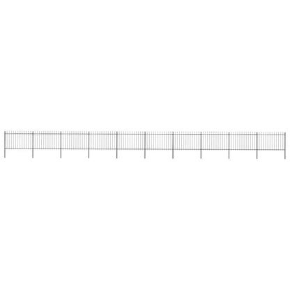 Garden Fence with Spear Top Steel 337x120 cm Black 1673 cm