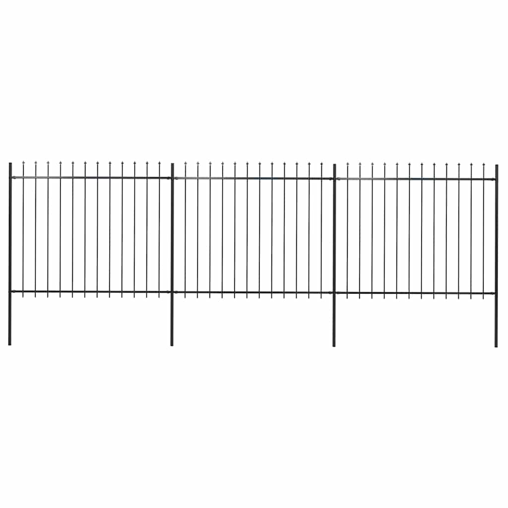 vidaXL Garden Fence with Spear Top Steel 504x150 cm Black 1