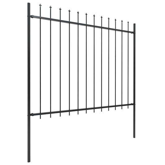 Garden Fence with Spear Top Steel 337x150 cm Black Height 150 cm 504 cm