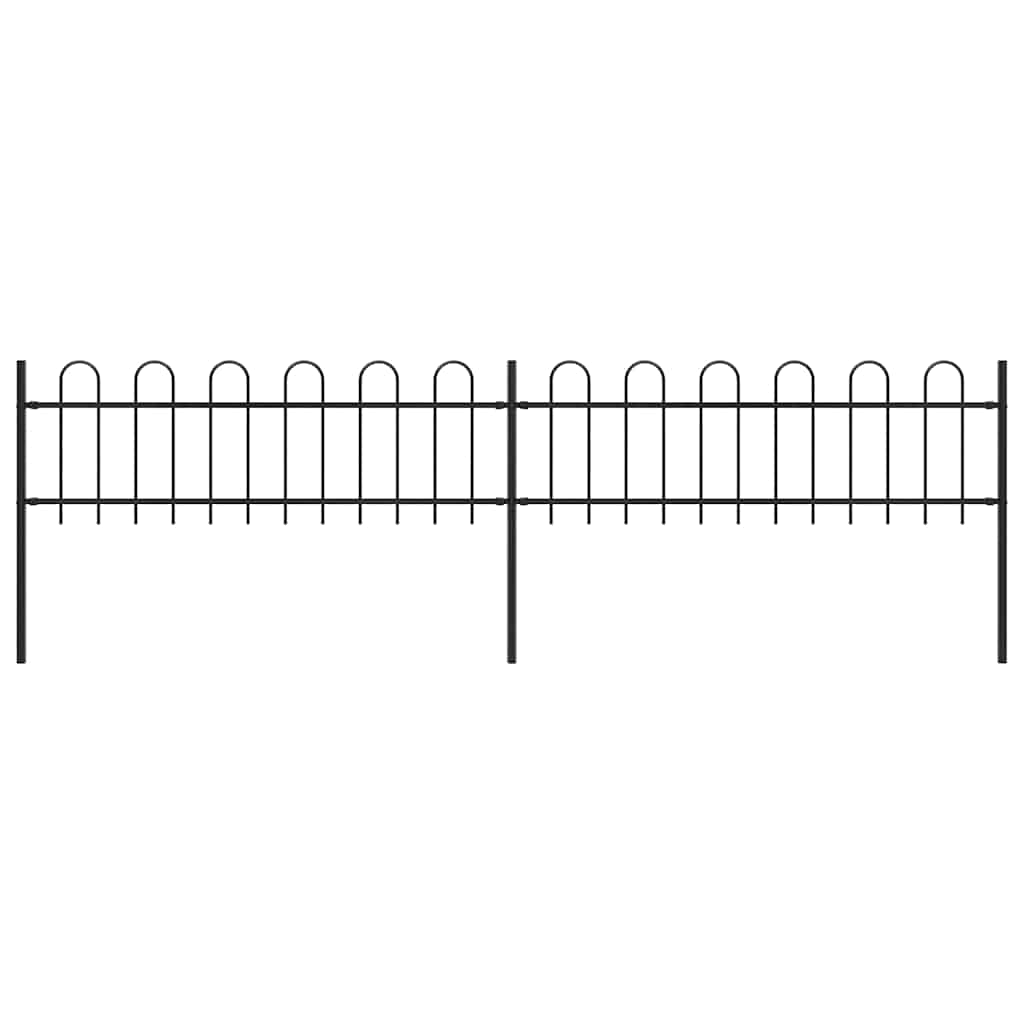 vidaXL Garden Fence with Hoop Top Steel 337x60 cm Black