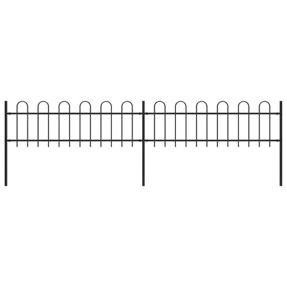 vidaXL Garden Fence with Hoop Top Steel 337x60 cm Black