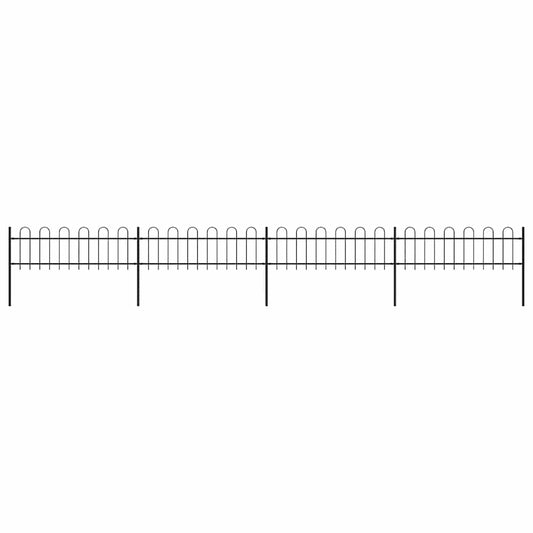 Garden Fence with Hoop Top Steel 337x60 cm Black Height 60 cm 671 cm