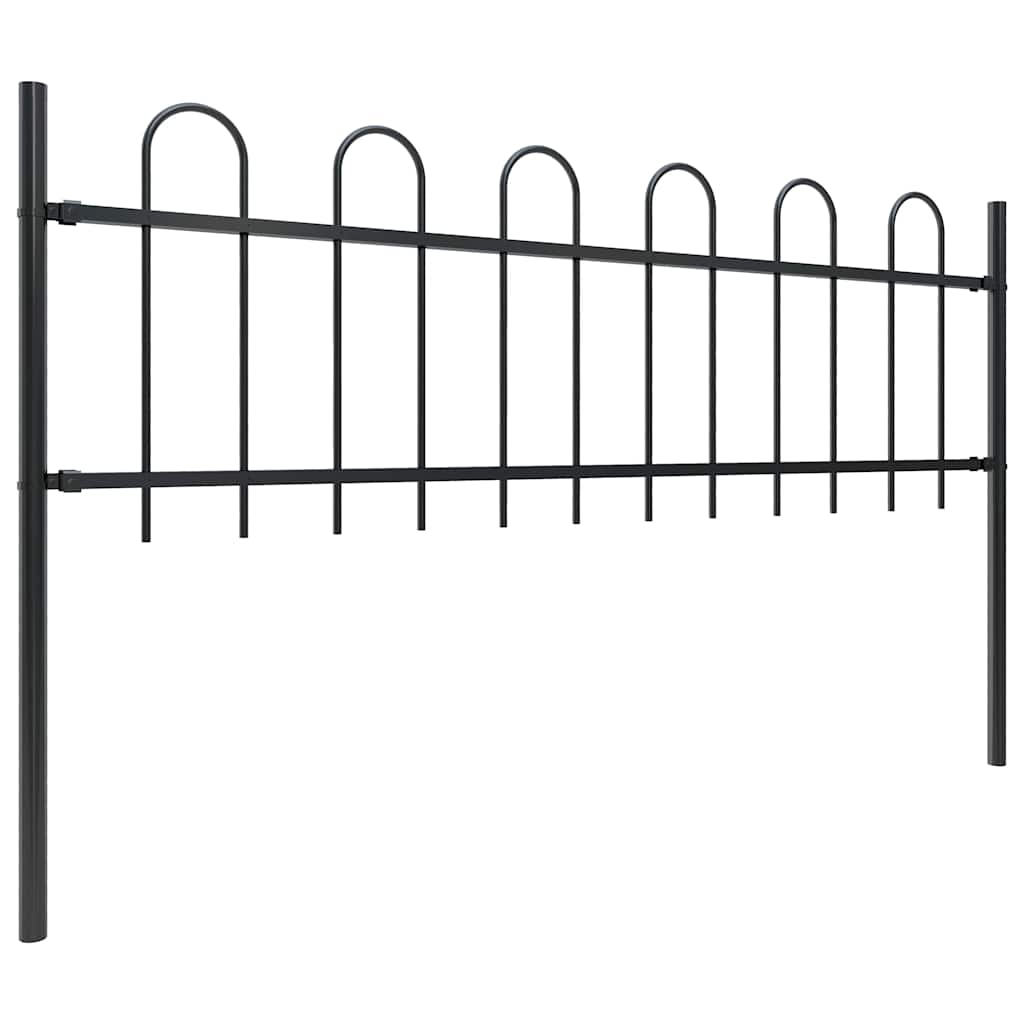 Garden Fence with Hoop Top Steel 337x60 cm Black Height 60 cm 838 cm