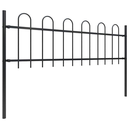 Garden Fence with Hoop Top Steel 337x60 cm Black Height 60 cm 838 cm