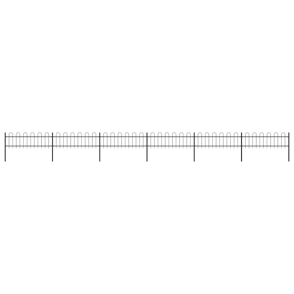 vidaXL Garden Fence with Hoop Top Steel 1005x60 cm Black 1