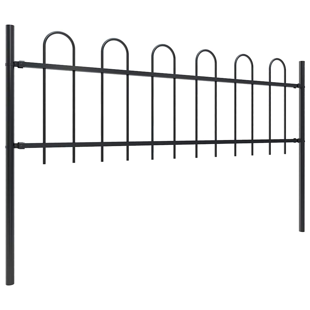 vidaXL Garden Fence with Hoop Top Steel 1005x60 cm Black 2