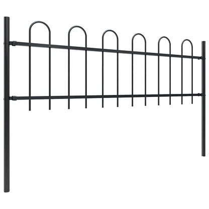 vidaXL Garden Fence with Hoop Top Steel 1005x60 cm Black 2