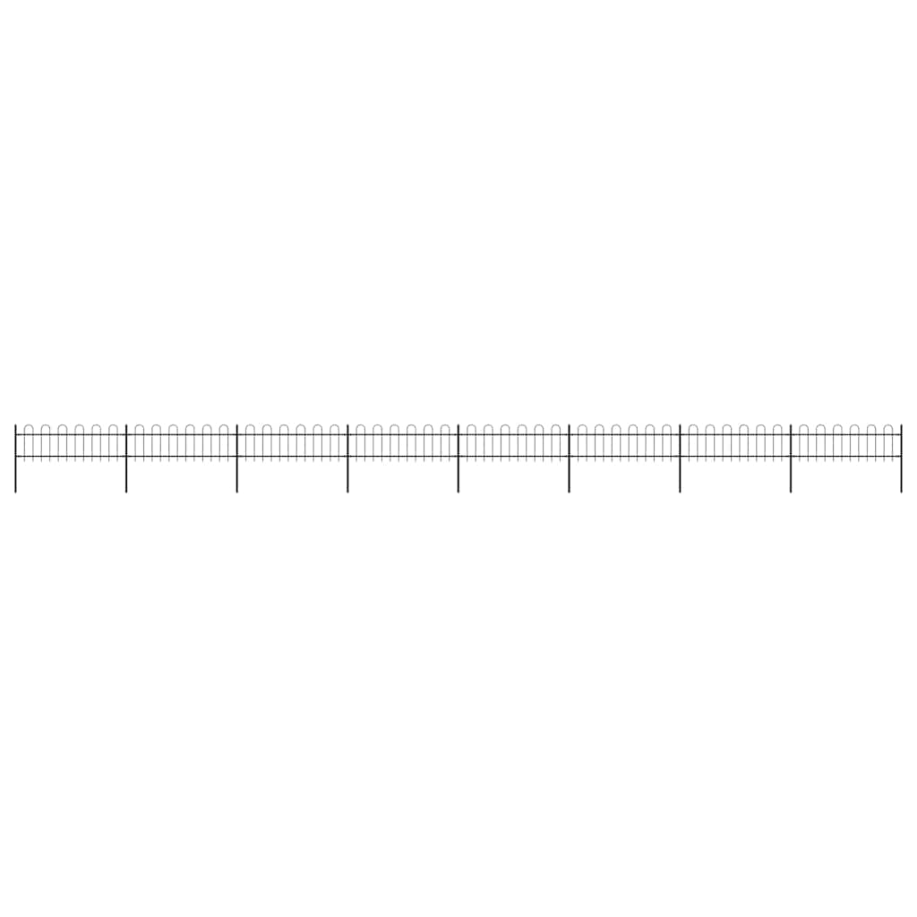 vidaXL Garden Fence with Hoop Top Steel 337x60 cm Black