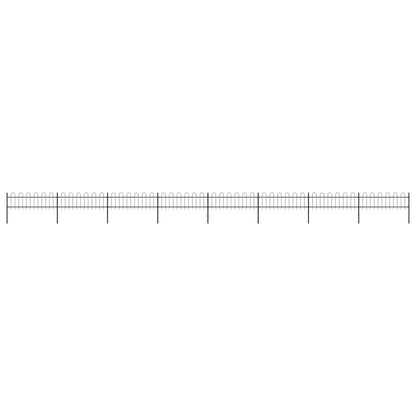 vidaXL Garden Fence with Hoop Top Steel 337x60 cm Black