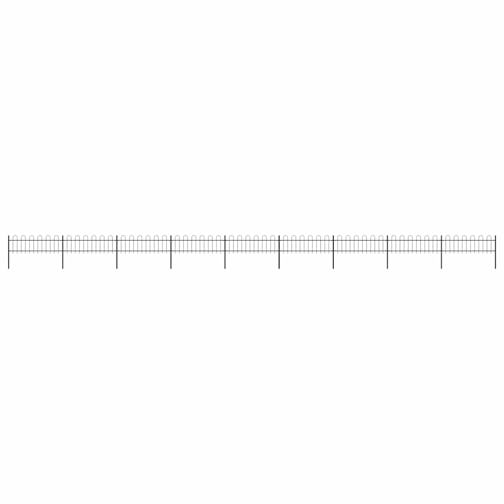 vidaXL Garden Fence with Hoop Top Steel 337x60 cm Black
