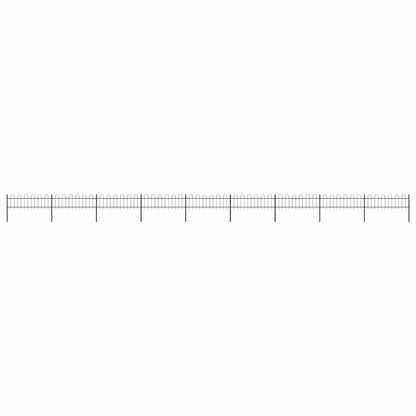 vidaXL Garden Fence with Hoop Top Steel 337x60 cm Black
