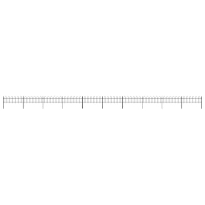 vidaXL Garden Fence with Hoop Top Steel 337x60 cm Black
