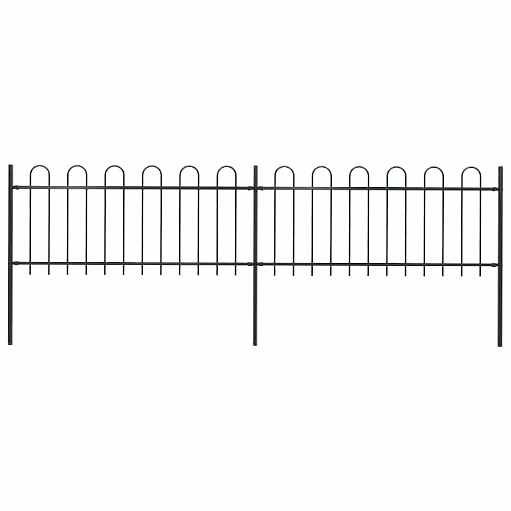vidaXL Garden Fence with Hoop Top Steel 337x80 cm Black