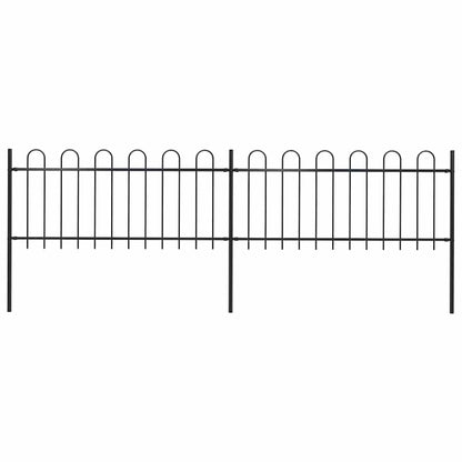 vidaXL Garden Fence with Hoop Top Steel 337x80 cm Black
