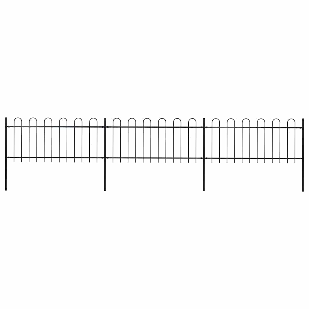 vidaXL Garden Fence with Hoop Top Steel 337x80 cm Black