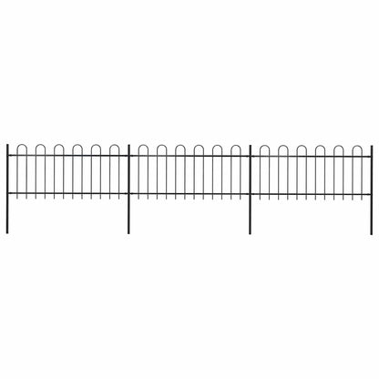 vidaXL Garden Fence with Hoop Top Steel 337x80 cm Black