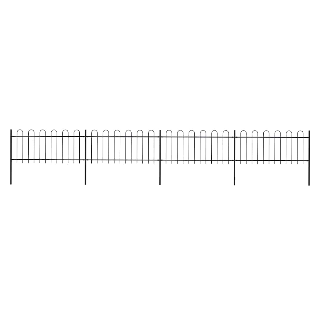 vidaXL Garden Fence with Hoop Top Steel 671x80 cm Black 1