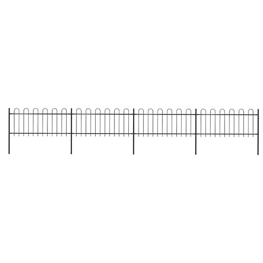 vidaXL Garden Fence with Hoop Top Steel 671x80 cm Black 1