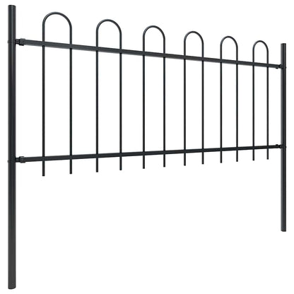 vidaXL Garden Fence with Hoop Top Steel 671x80 cm Black 2