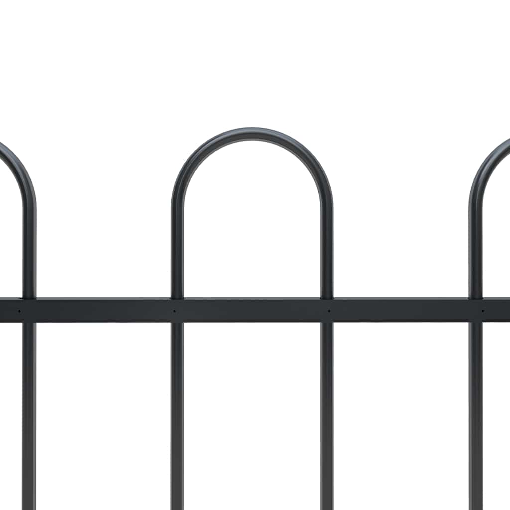 vidaXL Garden Fence with Hoop Top Steel 671x80 cm Black 3