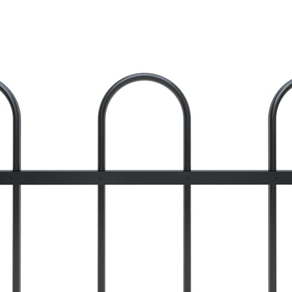 vidaXL Garden Fence with Hoop Top Steel 671x80 cm Black 3