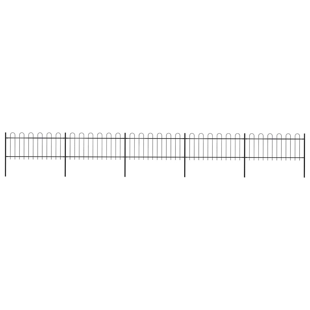 vidaXL Garden Fence with Hoop Top Steel 838x80 cm Black 1