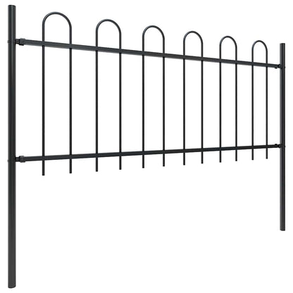vidaXL Garden Fence with Hoop Top Steel 838x80 cm Black 2