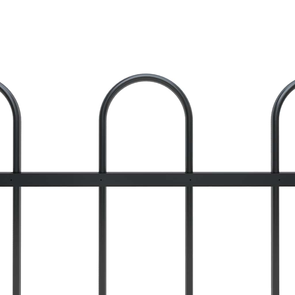 vidaXL Garden Fence with Hoop Top Steel 838x80 cm Black 3