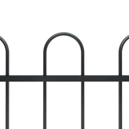 vidaXL Garden Fence with Hoop Top Steel 838x80 cm Black 3