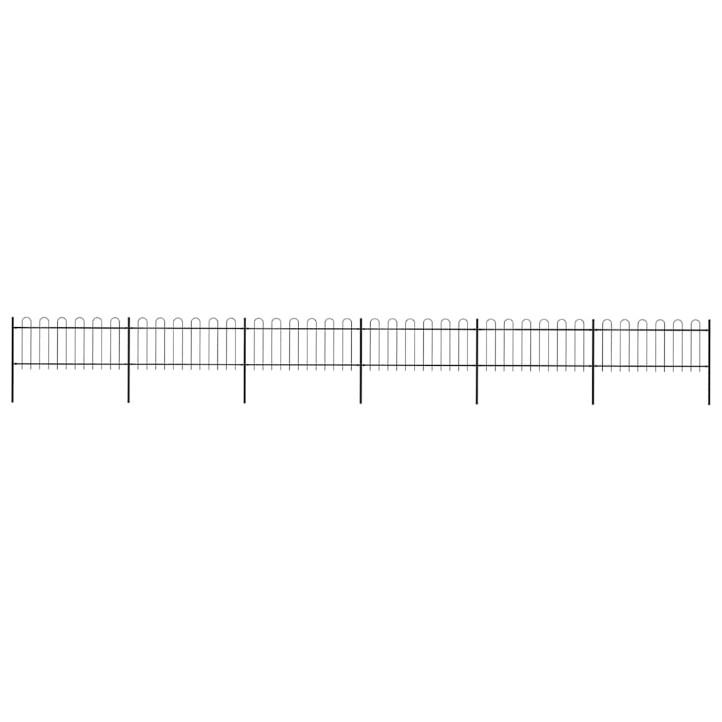 vidaXL Garden Fence with Hoop Top Steel 337x80 cm Black