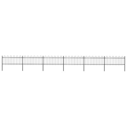 vidaXL Garden Fence with Hoop Top Steel 337x80 cm Black