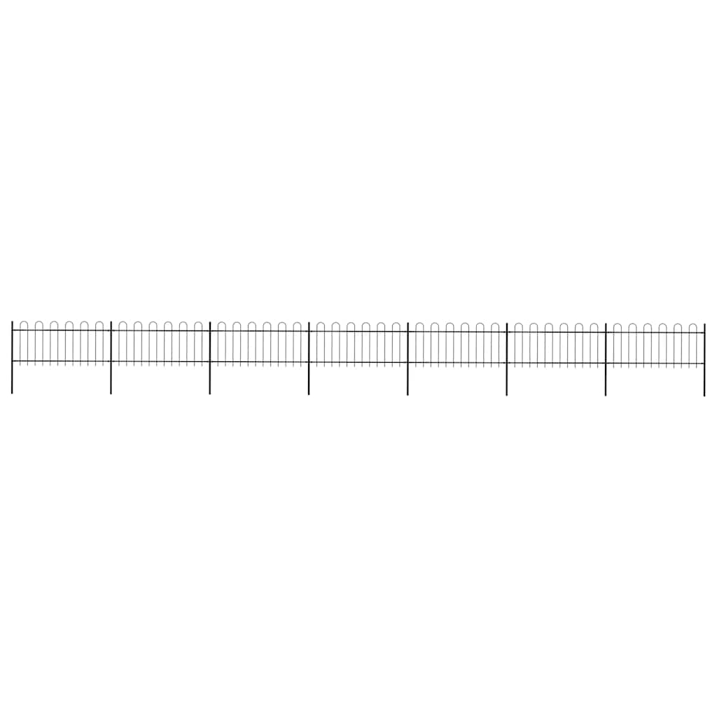 vidaXL Garden Fence with Hoop Top Steel 337x80 cm Black