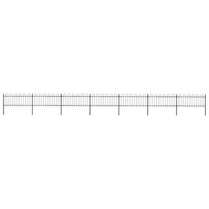 vidaXL Garden Fence with Hoop Top Steel 337x80 cm Black