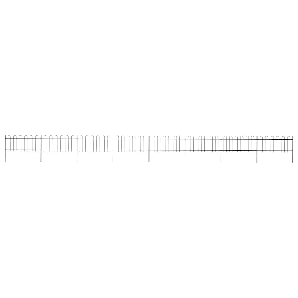vidaXL Garden Fence with Hoop Top Steel 337x80 cm Black