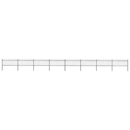 vidaXL Garden Fence with Hoop Top Steel 337x80 cm Black
