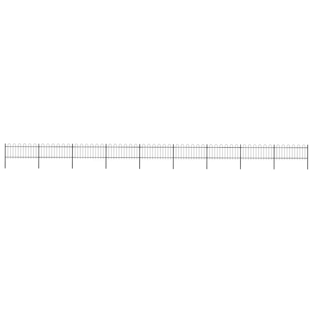 vidaXL Garden Fence with Hoop Top Steel 337x80 cm Black