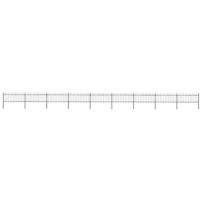 vidaXL Garden Fence with Hoop Top Steel 337x80 cm Black