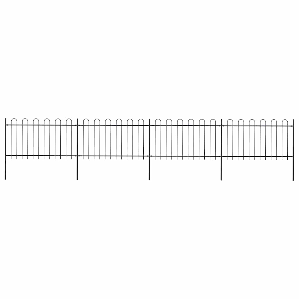 vidaXL Garden Fence with Hoop Top Steel 671x100 cm Black 1