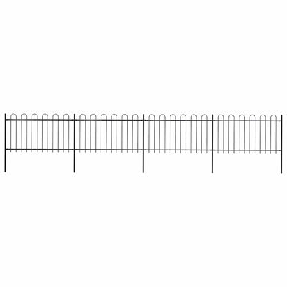 vidaXL Garden Fence with Hoop Top Steel 671x100 cm Black 1