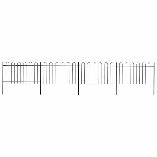 vidaXL Garden Fence with Hoop Top Steel 671x100 cm Black 1