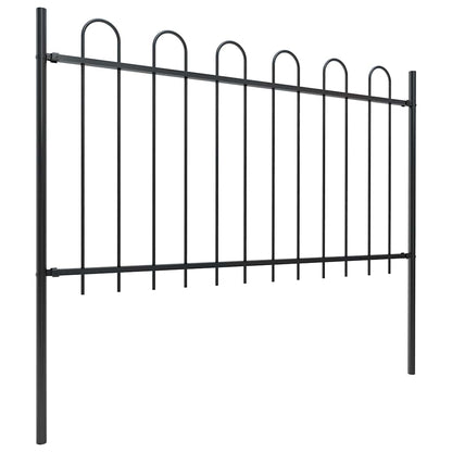 vidaXL Garden Fence with Hoop Top Steel 671x100 cm Black 2